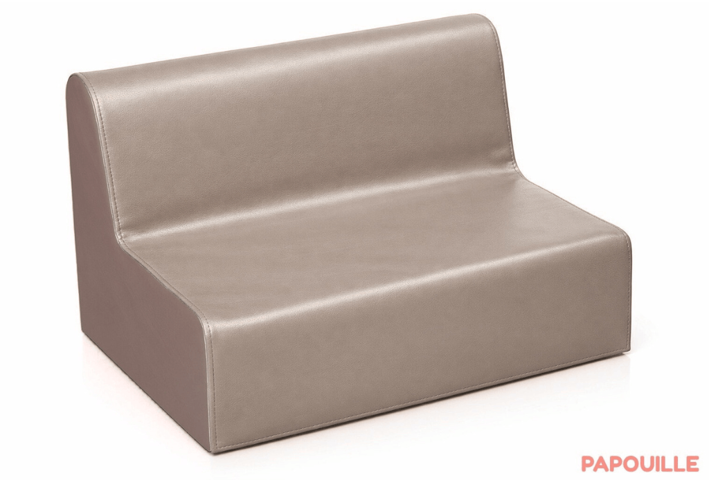 Banquette enfant 2 à 3 places en mousse pvc h. 17cm chocolat taupe