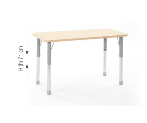Mobilier - Table crèche et scolaire - Table rectangulaire réglable - mélaminé - 120 X 75 cm