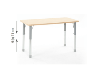 Mobilier - Table crèche et scolaire - Table rectangulaire réglable - mélaminé - 120 X 75 cm