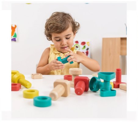 Jouets - Jouets à Empiler ou à Encastrer - Jeu d'Ecrous et boulons d'activité - Eco-Friendly 