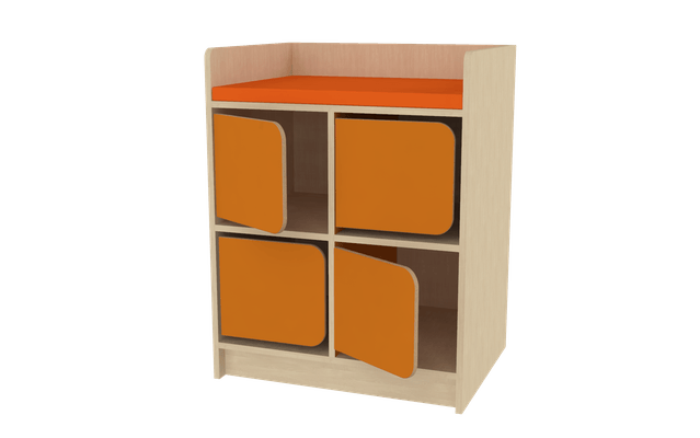 Change - Meuble à Langer crèche - Meuble à langer - 4 casiers avec portes anti pince-doigt - Orange