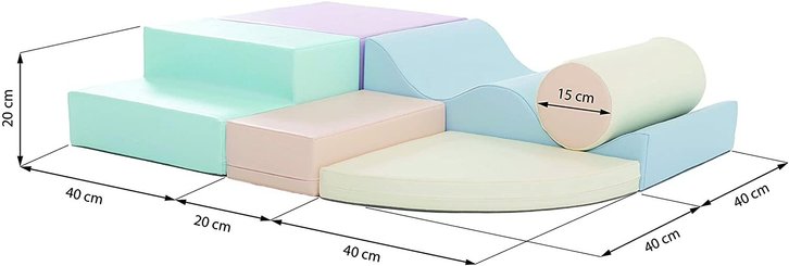 Motricité - Parcours de Motricité Crèche - Kit de motricité enfant 6 modules pastel pâle