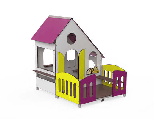 Mobilier - Aire de jeux et structure extérieure - Chalet de jeux  avec terrasse - fixations longues