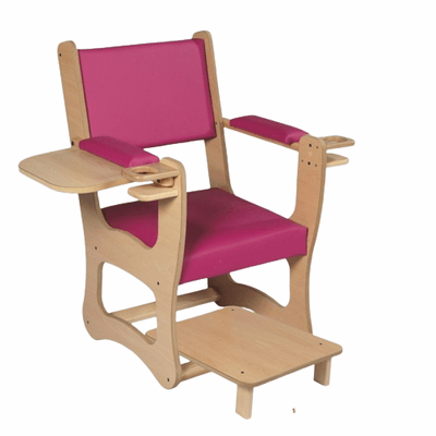 Puériculture - Fauteuils, coussins et accessoires d'allaitement - Fauteuil d'allaitement en bois avec repose pieds Framboise