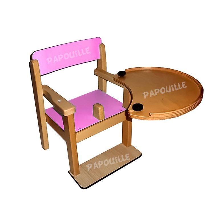 Fauteuil repas avec tablette pivotante en bois 18 cm Abricot