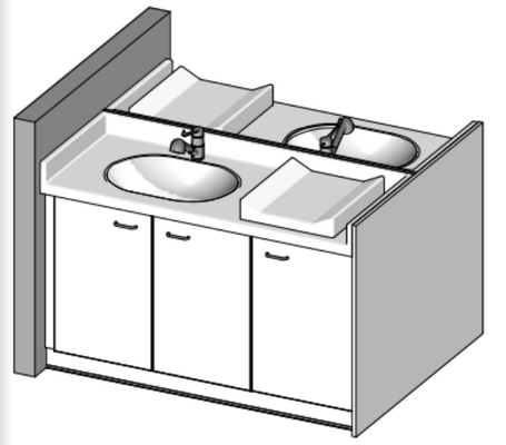 Change - Meuble à Langer crèche - Table à langer 2 cuve - 1500x1200 mm 