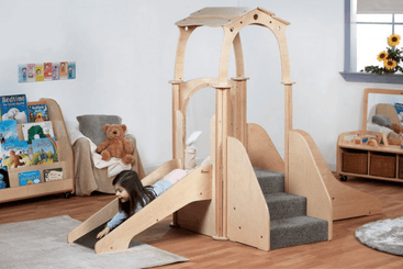 Mobilier - Structure de motricité / activité intérieur - Structure de jeux avec toit - 2 toboggans