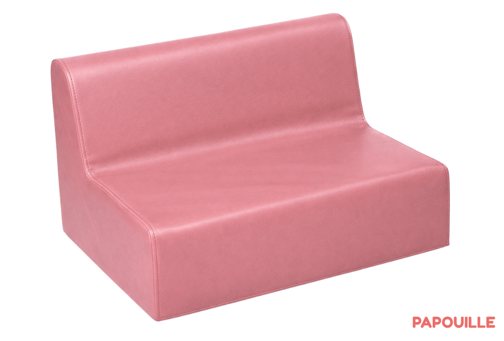 Banquette enfant 2 à 3 places en mousse pvc h. 17cm rose