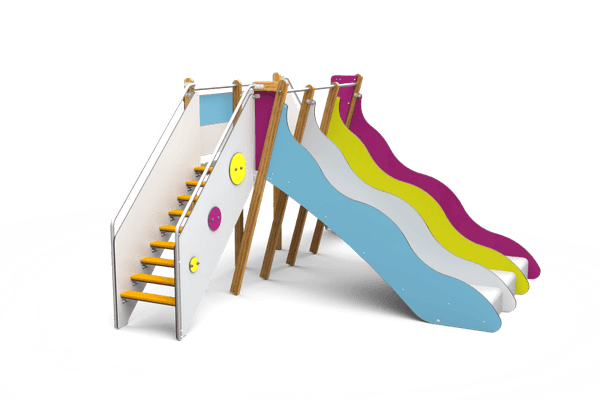Mobilier - Aire de jeux et structure extérieure - Structure de jeux évolution 3 toboggans H 82 cm - Tobo'Gliss Fixations courtes 