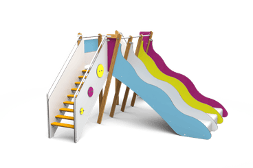 Mobilier - Aire de jeux et structure extérieure - Structure de jeux évolution 3 toboggans H 82 cm - Tobo'Gliss Fixations courtes 