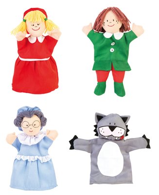 Jouets - Activités Manuelles et Marionnettes  - Lot de 4 Marionnettes - Chaperon rouge 