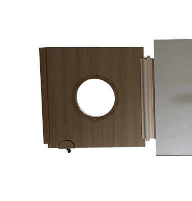 Mobilier - Barrière de séparation & Cloison crèche - Portillon en bois oculus avec roulette sur mesure