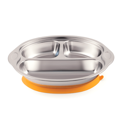 Repas - Assiettes Enfants et à Compartiments - Assiette 3 compartiments avec ventouse - Jaune