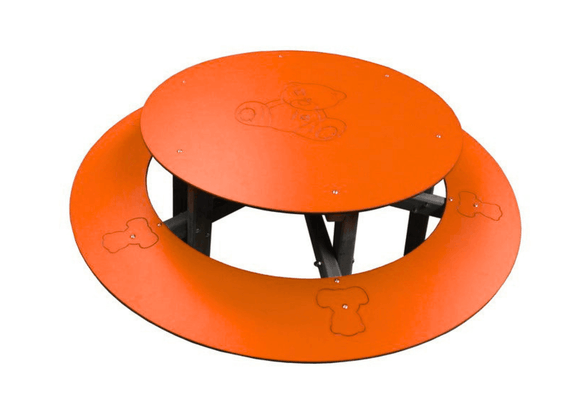 Mobilier - Table crèche et scolaire - Table d'extérieur ronde avec banc ourson - Orange