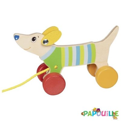 Jouets - Jouets à Pousser, à Tirer - Le chien à tirer bois