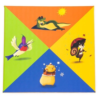 Motricité - Tapis de motricité bébé et enfant - Tapis de gym ludique les saisons 130 x 130 x 3 cm