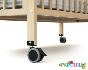 Couchage - Lit Crèche en Bois bébé, enfant - Lit en bois pliant enfant pro avec roulettes naturel