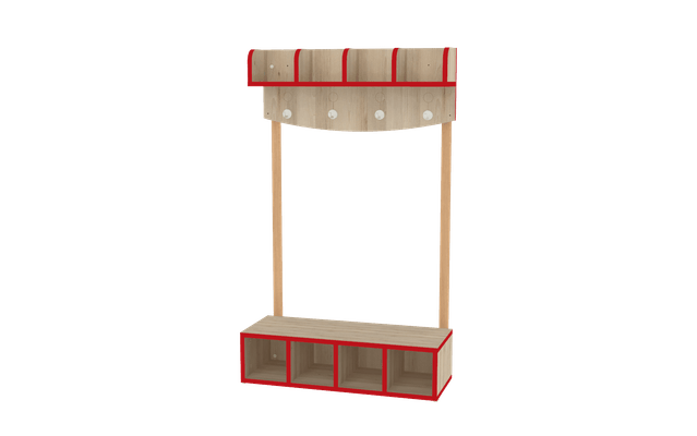 Mobilier - Banc vestiaire & Porte Manteaux - Vestiaire 4 places - T2 - Rouge