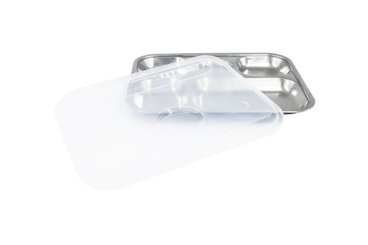 Repas - Plateaux Repas Enfants et à Compartiments - Plateau 5 compartiments inox 30,5 x 23,5 x 2,5 cm avec couvercle
