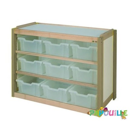 Mobilier - Meuble de rangement scolaire - Meuble de rangement 9 casiers translucides naturel