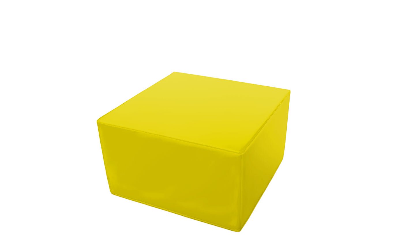 Pouf cube en mousse pvc h.25cm jaune