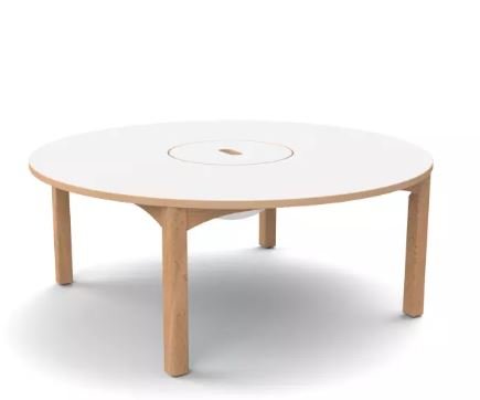 Table en bois à bac central T6 - Blanc