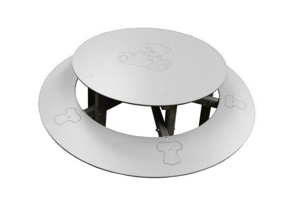 Mobilier - Table crèche et scolaire - Table d'extérieur ronde avec banc ourson - Blanc