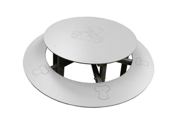 Mobilier - Table crèche et scolaire - Table d'extérieur ronde avec banc ourson - Blanc