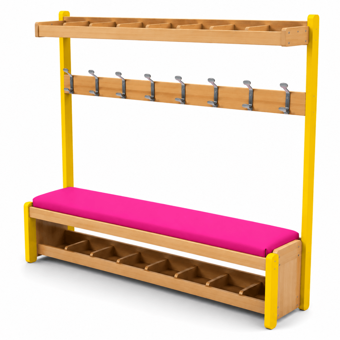 Banc vestiaire Assise 8 patères - Jaune