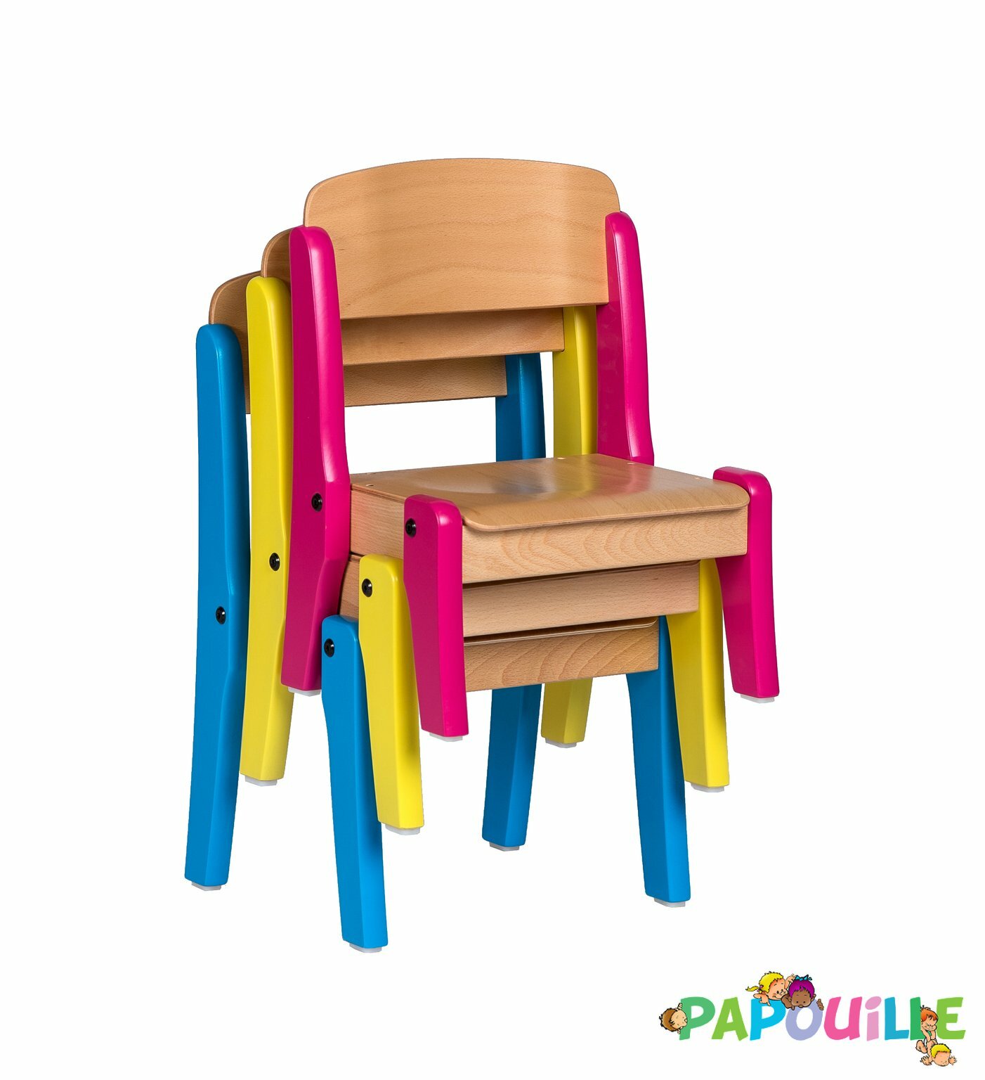 Chaise bébé en bois empilable t0 h.21cm framboise