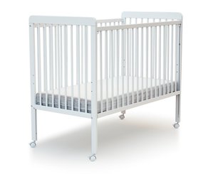 Couchage - Lit Crèche en Bois bébé, enfant - Lit en bois réglable 3 hauteurs sur roulettes blanc