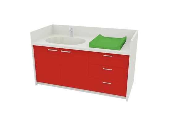 Change - Meuble à Langer crèche - Meuble à langer 1 vasque - 180 cm - rouge