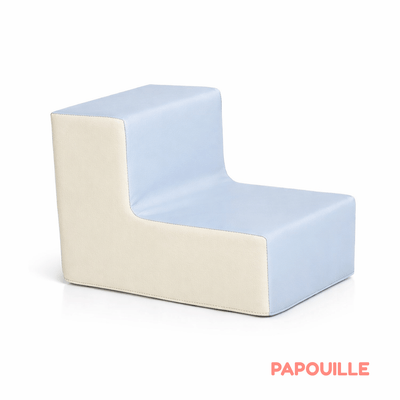 Mobilier - Meuble en mousse et Pouf - Chaise en mousse - hauteur 15 cm - Bleu pastel et crème