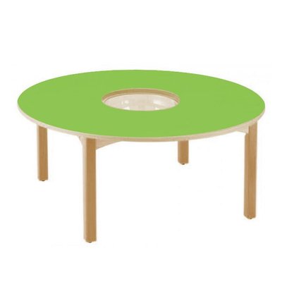 Mobilier - Table crèche et scolaire - Table en bois ronde à bac central T00 - Vert