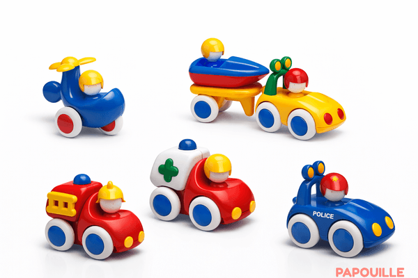 Jouets - Garages, Voitures et Circuits pour Enfant - 5 véhicules d'urgences - Tolo 