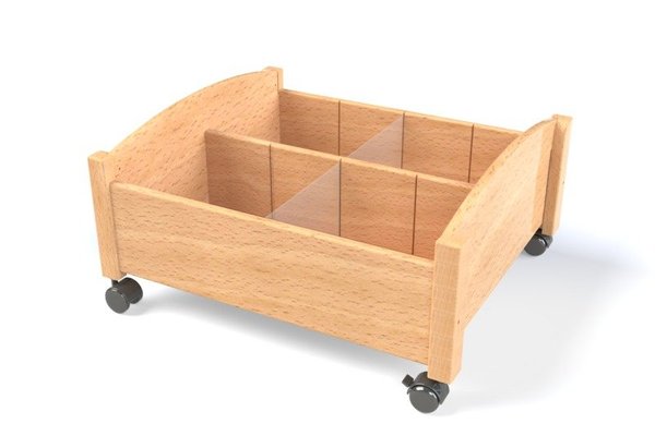 Mobilier - Meuble de rangement scolaire - Bac à rangements rectangulaire avec roulettes naturel