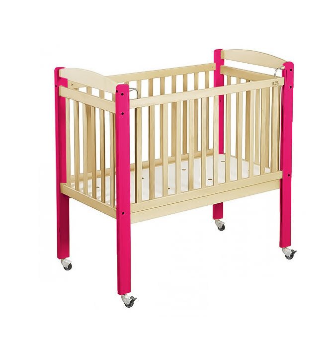 Lit crèche bois haut 120 x 60 cm framboise wkc