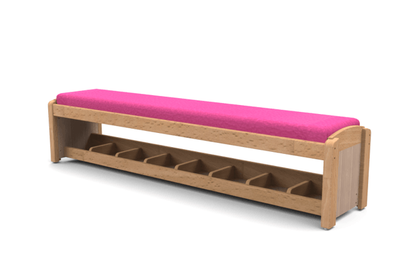 Mobilier - Banc vestiaire & Porte Manteaux - Banc d'accueil en bois avec casiers à chaussures framboise
