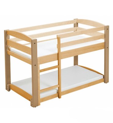 Couchage - Lit Crèche en Bois bébé, enfant - Lit superposé maternelle 120 x 60 cm avec matelas vernis