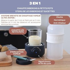 Repas - Chauffe biberon et stérilisation - Baby milk second grey : chauffe biberon vapeur