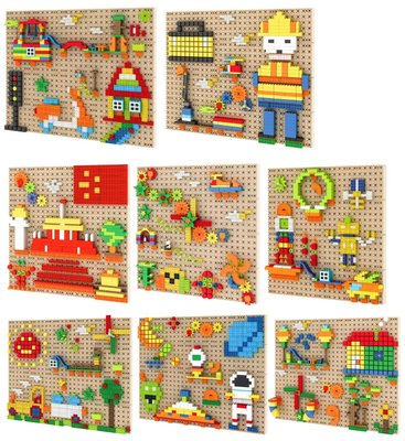 Jeux - Jeux Éducatifs et Puzzle - Mur de construction mobile - Comprenant 8 kits de thèmes et 8 pièces set d'outils