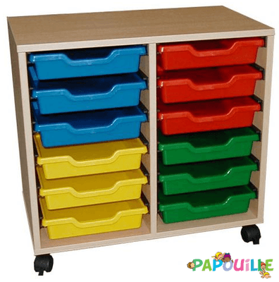 Mobilier - Meuble de rangement scolaire - Meuble 2 colonnes avec 12 bacs