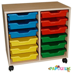 Mobilier - Meuble de rangement scolaire - Meuble 2 colonnes avec 12 bacs