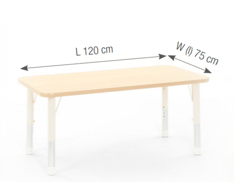 Mobilier - Table crèche et scolaire - Table rectangulaire réglable beige - Surface HPL - 120 x 75 cm