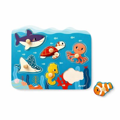Jeux - Jeux Éducatifs et Puzzle - Puzzle à Tenons en Bois Animaux marins