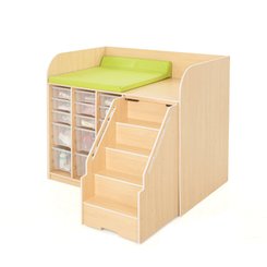 Change - Meuble à Langer crèche - Meuble de change avec escalier et rangements 