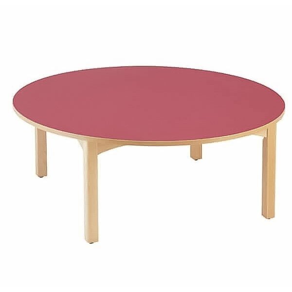 Table ronde en bois 4 pieds t0 framboise