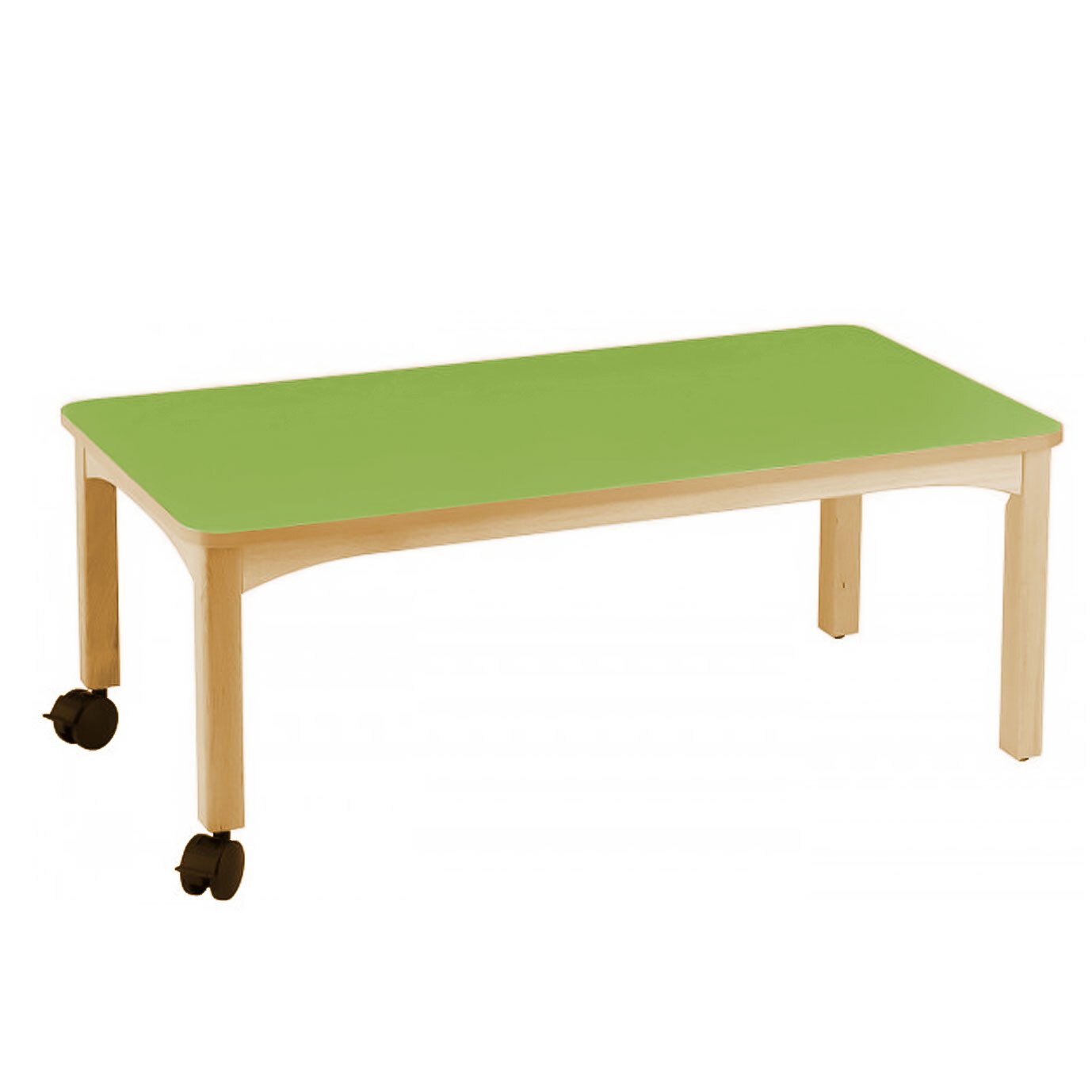 Table en bois 120 x 60 à roulettes t2 h.53cm vert