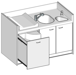 Change - Meuble à Langer crèche - Meuble à langer compact avec baignoire et lave mains - 150 cm