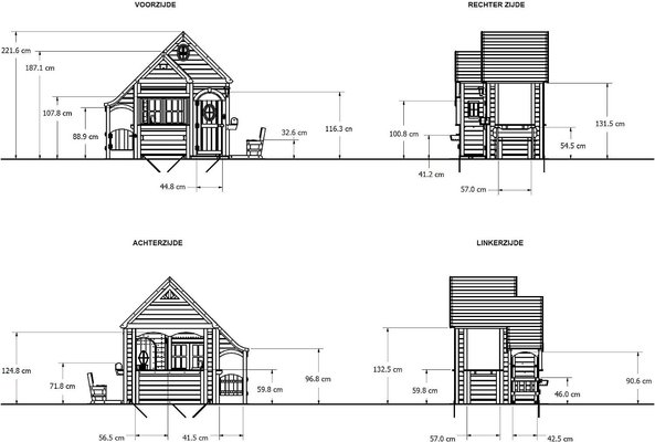 Mobilier - Cabane enfant - Maison enfant en bois | Maison de jeux pour l'extérieur / jardin | Maisonnette / Cabane de jeu avec cuisine et accessoires EN 71